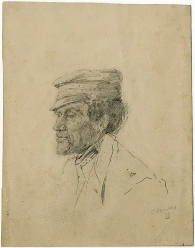 Head of a man with cap by Floris Verster, 1879 — digital art print download