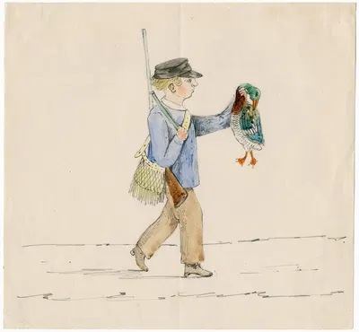 Hunter with killed duck by Floris Verster — digital art print download