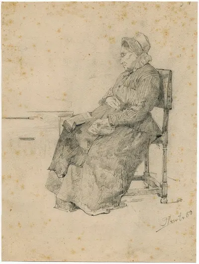Sleeping woman with book on her lap by Floris Verster, 1880 — digital art print download