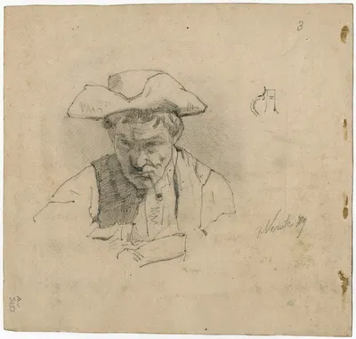 Smoking man with a pipe by Floris Verster, 1879 — digital art print download