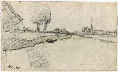View on a waterway and village by Floris Verster — digital art print download