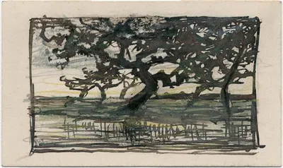 Bomen aan een plas by Франс Смиссерт — digital art print download