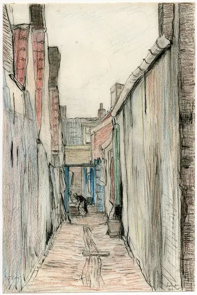 Een steegje te Scheveningen by Франс Смиссерт, 1910 — digital art print download