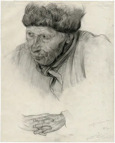 Gezicht en handen van oude man by Франс Смиссерт — digital art print download