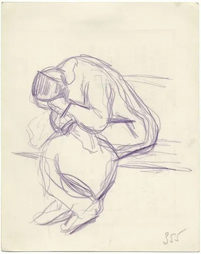 Vooroverzittende vrouw, huilend by Франс Смиссерт, 1926 — digital art print download