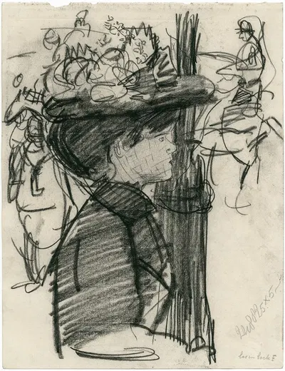 Dame met grote hoed op caféterras: halffiguur 2 by Isaac Israëls — digital art print download