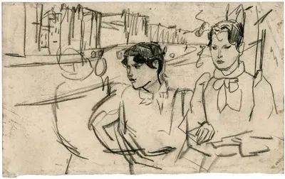Drie vrouwen wandelen langs een gracht by Isaac Israëls — digital art print download