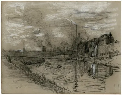 Fabrieksterrein langs vaart by Isaac Israëls, 1888 — digital art print download