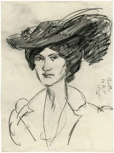 Jonge vrouw met grote hoed, Berthe by Isaac Israëls, 1905 — digital art print download