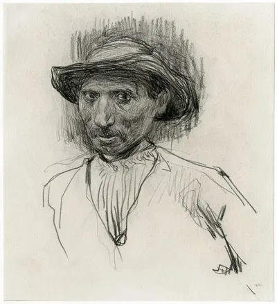 Kop van een man, portret van een arbeider by Isaac Israëls, 1888 — digital art print download