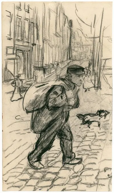 Man sjouwt een zak door een straat by Isaac Israëls, 1898 — digital art print download