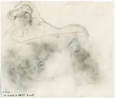 Vooroverliggend vrouwelijk naakt 2 by Isaac Israëls, 1905 — digital art print download