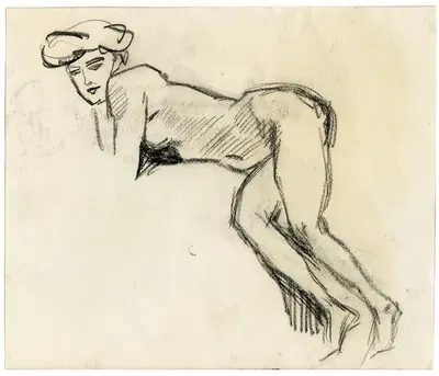 Vooroverliggend vrouwelijk naakt by Isaac Israëls, 1905 — digital art print download