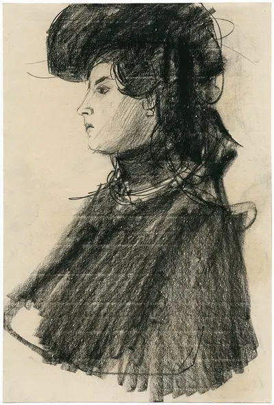 Vrouw met hoed en pelerine by Isaac Israëls, 1906 — digital art print download