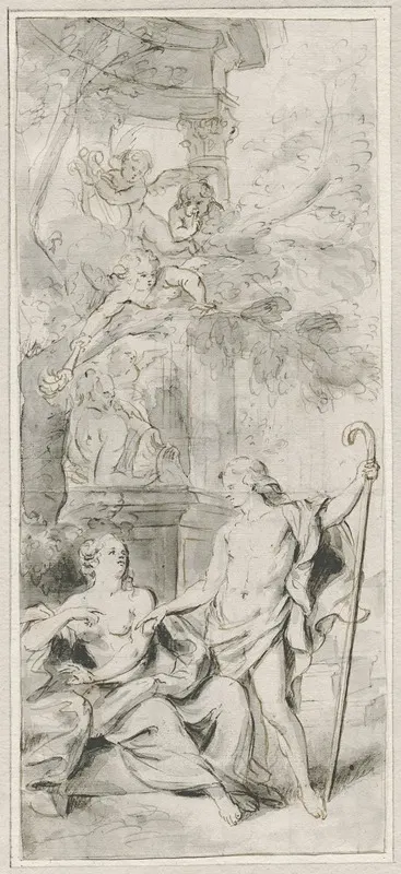 Apollo verschijnt als herder voor Isse by Якоб де Вит — digital art print download