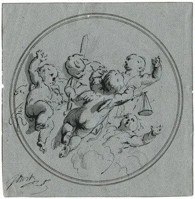 Putti met de attributen van de rechtvaardigheid by Якоб де Вит — digital art print download