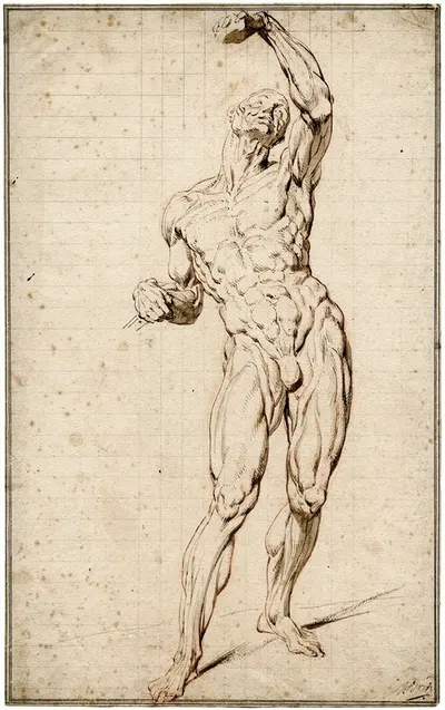 Staande man met opgeheven arm by Якоб де Вит — digital art print download
