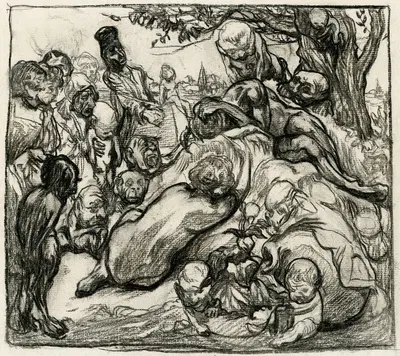 Groep figuren onder een boom by Иоганнес Иосифус Аартс — digital art print download
