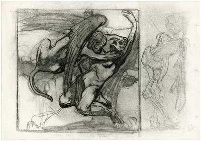 Man en sfinx, rechts een skelet by Иоганнес Иосифус Аартс — digital art print download