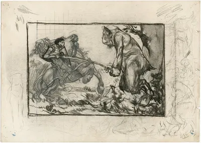 Ridder te paard vecht met monster by Иоганнес Иосифус Аартс — digital art print download