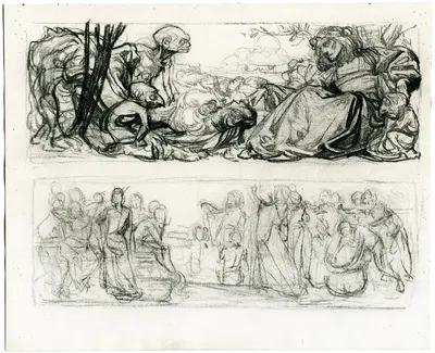 Schetsboekkatern met verschillende compositiestudies by Johannes Josephus Aarts — digital art print download
