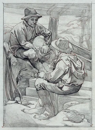 Two bank construction workers by Иоганнес Иосифус Аартс — digital art print download