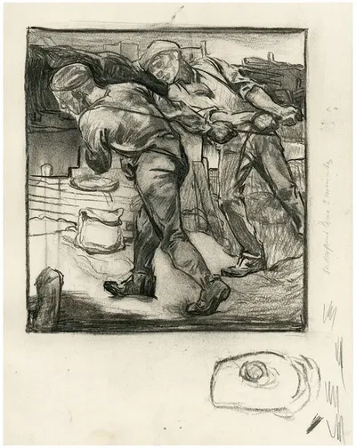 Two dike workers pulling a rope by Иоганнес Иосифус Аартс — digital art print download