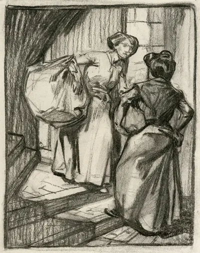 Two women having a conversation by Иоганнес Иосифус Аартс — digital art print download