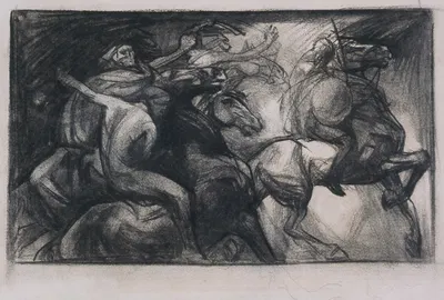 Warriors on horseback by Иоганнес Иосифус Аартс — digital art print download