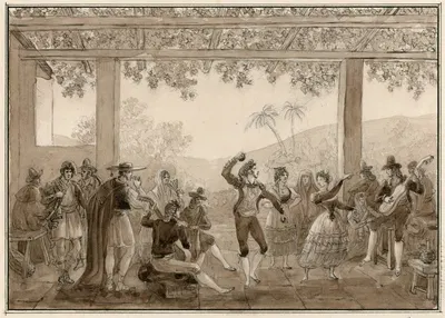 Een groep Spanjaarden danst de fandango by Otto Howen — digital art print download