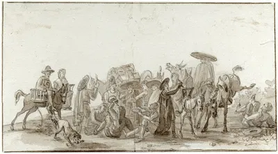 Groep rustende reizigers by Otto Howen — digital art print download