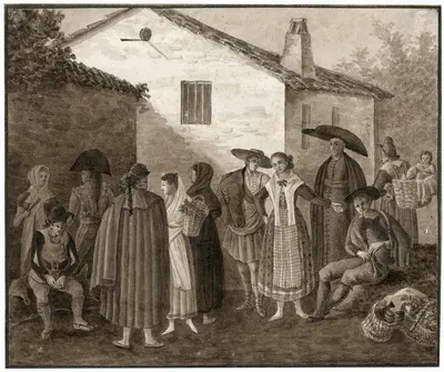 Groep Spanjaarden in verschillende klederdrachten by Отто Ховен — digital art print download