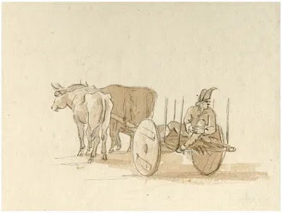 Ossenwagen met boer by Отто Ховен — digital art print download