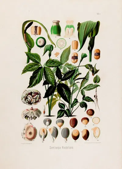 Aroideae Maximilianae Pl.03 by Heinrich Wilhelm Schott, 1879 — digital art print download