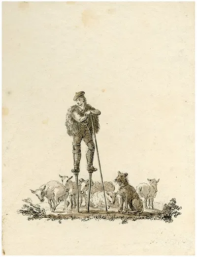 Spaanse herder met schapen by Отто Ховен — digital art print download