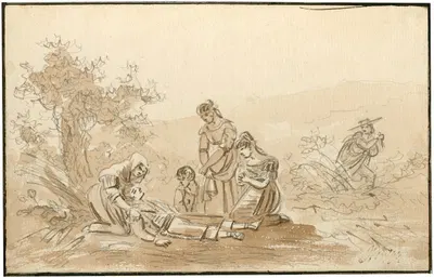 Vrouwen betreuren een dode na een moordaanslag by Отто Ховен — digital art print download