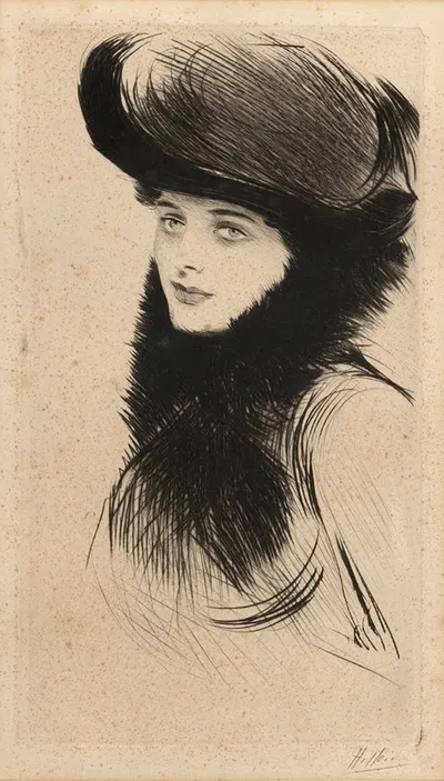 Portrait de femme au chapeau by Поль Сезар Элью — digital art print download