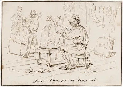 Faire d'une pierre deux cous, beeldhouwersatelier by Питер ван Лун — digital art print download