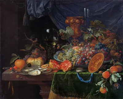 Still Life with Fruit and Oysters by Abraham Mignon, 1660 - 1679 — digital art print download
