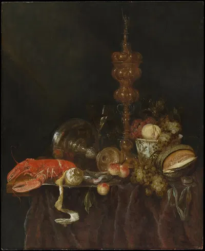 Still Life with Lobster and Fruit by Авраам ван Бейерен — digital art print download