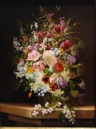Still Life of Flowers by Adelheid Dietrich, 1868 — digital art print download