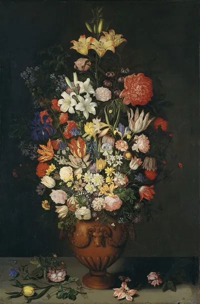 Still Life with a Vase of Flowers by Ambrosius Bosschaert the Elder, 1620 — digital art print download