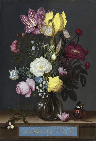 Bouquet of Flowers in a Glass Vase by Ambrosius Bosschaert the Elder, 1621 — digital art print download