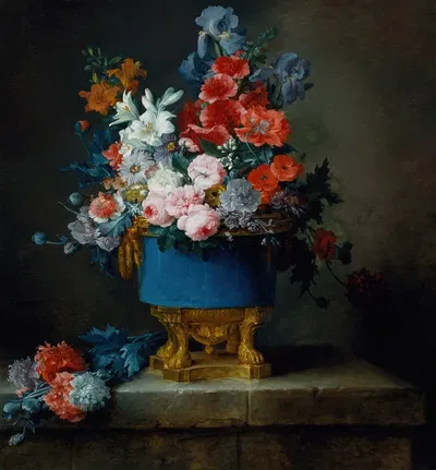 Bouquet of Flowers in a Blue Porcelain Vase by Anne Vallayer-Coster, 1776 — digital art print download