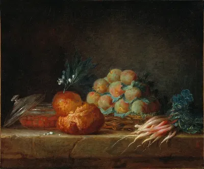 Still Life with Brioche, Fruit and Vegetables by Анн Валле-Костер, 1775 — digital art print download