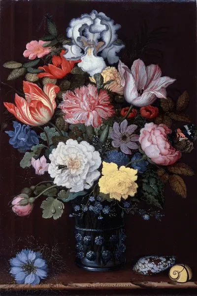 Floral Still Life with Shells by Balthasar van der Ast, 1622 — digital art print download