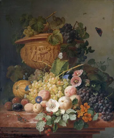 Still Life with Flowers and Fruit by Eelke Jelles Eelkema, 1824 — digital art print download