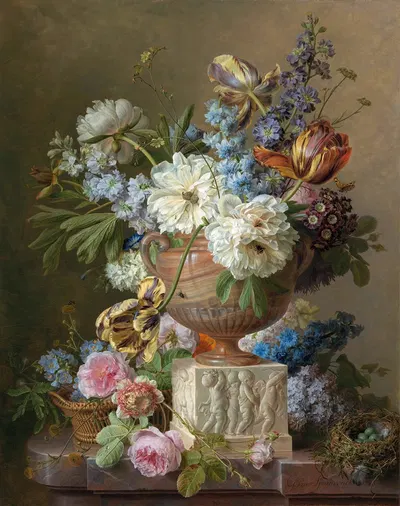 Flower Still-life with an Alabaster Vase by Gerard van Spaendonck, 1783 — digital art print download
