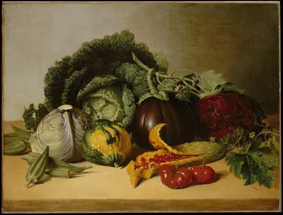 Still Life, Balsam Apple and Vegetables by James Peale — digital art print download