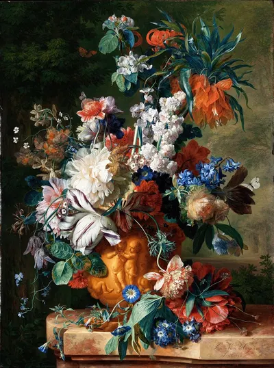 Bouquet of Flowers in an Urn by Ян ван Хёйсум, 1724 — digital art print download